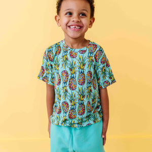 Baby Kids Bamboo Pajamas — Feelin' Pine T-Shirt & Shorts Set — Image 1