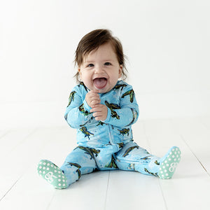 Baby Kids Bamboo Pajamas — Turtley Awesome Footie — Image 1