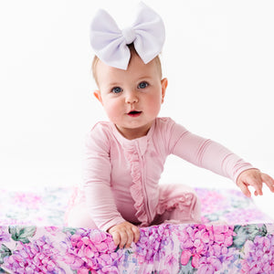 Baby Kids Bamboo Pajamas — You Had Me At Hydrangea Changing Pad Cover — Image 1