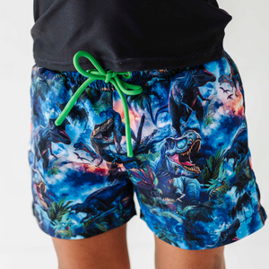 Baby Kids Bamboo Pajamas — Rex-tra Wild Swim Shorts — Image 1