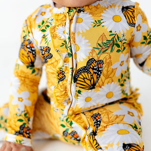 Baby Kids Bamboo Pajamas — Make Your Monarch Ruffle Footie — Image 1