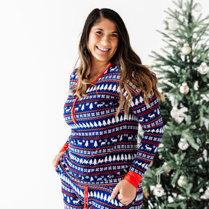 Baby Kids Bamboo Pajamas — Deer Santa Mama Shirt — Image 1