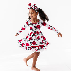 Baby Kids Bamboo Pajamas — The Final Rose Long Sleeves Girls Party Dress & Shorts Set — Image 1