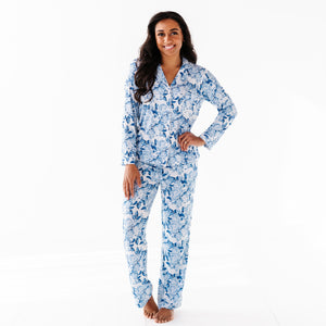 Baby Kids Bamboo Pajamas — My Something Blue Women's Collar Shirt & Pants Set — Image 1