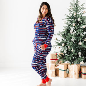 Baby Kids Bamboo Pajamas — Deer Santa Mama Pants — Image 1