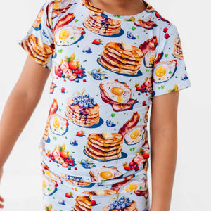 Baby Kids Bamboo Pajamas — Resting Brunch Face Short Sleeve Two-Piece Pajama Set — Image 1