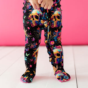 Baby Kids Bamboo Pajamas — Frida Skuhlo Ruffle Footie — Image 1