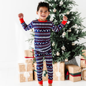 Baby Kids Bamboo Pajamas — Deer Santa Two-Piece Pajama Set — Image 1