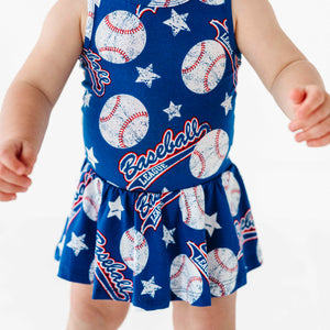 Baby Kids Bamboo Pajamas — Perfect Catch Racer Back Ruffle Dress — Image 1