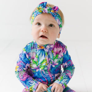 Baby Kids Bamboo Pajamas — Flocking Fabulous Headwrap — Image 1