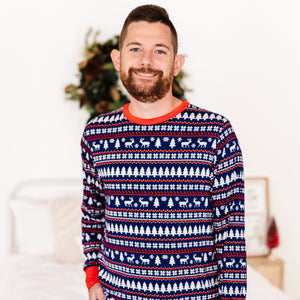 Baby Kids Bamboo Pajamas — Deer Santa Men's Shirt — Image 1