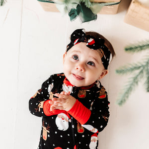 Baby Kids Bamboo Pajamas — Snow Ho Ho Headwrap — Image 1