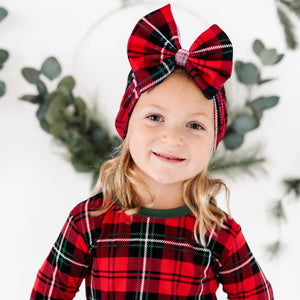 Baby Kids Bamboo Pajamas — You Plaid Me At Hello Biggie Bow — Image 1