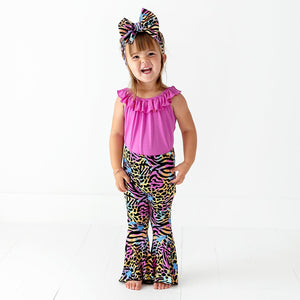 Baby Kids Bamboo Pajamas — Party Animal Top & Bell Bottoms Set — Image 1