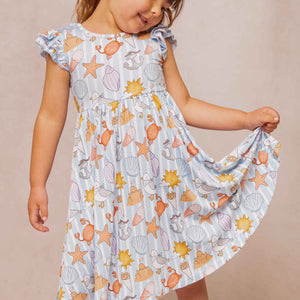 Baby Kids Bamboo Pajamas — Crabby & Cute Cap Sleeve Dress & Shorts Set — Image 1