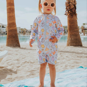 Baby Kids Bamboo Pajamas — Crabby & Cute Long Sleeve Rash Guard One Piece Swimsuit — Image 1