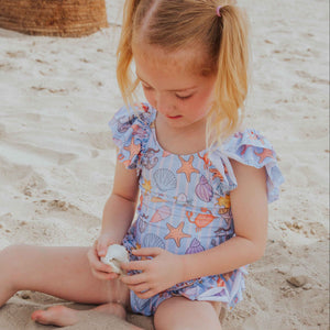 Baby Kids Bamboo Pajamas — Crabby & Cute Peplum One Piece Swimsuit — Image 1