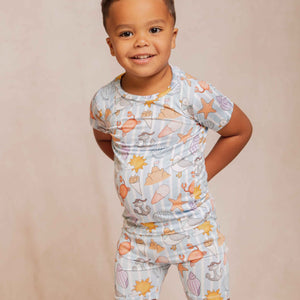 Baby Kids Bamboo Pajamas — Crabby & Cute Short Sleeve Two-Piece Pajama Shorts Set — Image 1