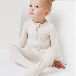 Baby Kids Bamboo Pajamas — Cream Puff Convertible Romper — Image 1