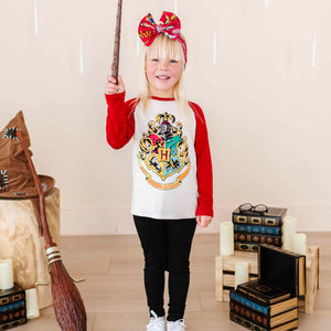 Baby Kids Bamboo Pajamas — Harry Potter™ Hogwarts Long Sleeve Raglan T-Shirt — Image 1