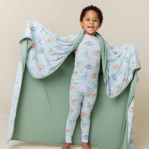 Baby Kids Bamboo Pajamas — Cuddle-saurus Bum Bum Blanket — Image 1