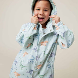 Baby Kids Bamboo Pajamas — Cuddle-saurus Hooded Raincoat — Image 1