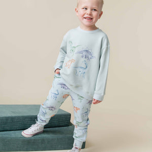 Baby Kids Bamboo Pajamas — Cuddle-saurus Relaxed Fit Jogger Set — Image 1