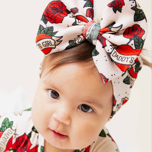 Baby Kids Bamboo Pajamas — Daddy's Girl Biggie Bow — Image 1