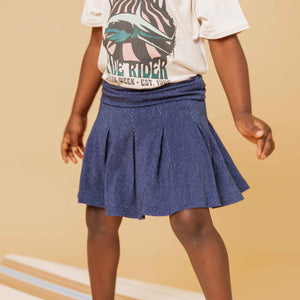 Baby Kids Bamboo Pajamas — Dark Denim Girls Skort — Image 1
