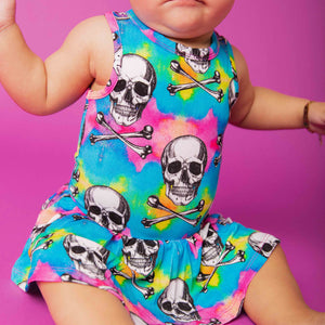 Baby Kids Bamboo Pajamas — Dead Serious Racer Back Ruffle Dress — Image 1