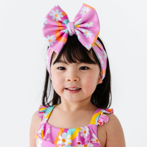 Baby Kids Bamboo Pajamas — Disco Daysies Biggie Bow — Image 1
