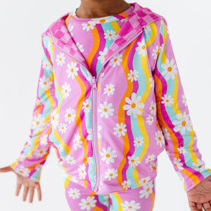 Baby Kids Bamboo Pajamas — Disco Daysies Reversible Jacket — Image 1