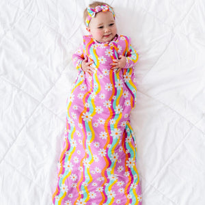 Baby Kids Bamboo Pajamas — Disco Daysies Sleep Sack — Image 1