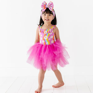 Baby Kids Bamboo Pajamas — Disco Daysies Tulle Tutu Dress — Image 1