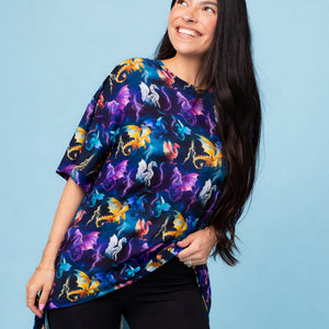 Baby Kids Bamboo Pajamas — Dragon My Heart Women's Oversized T-Shirt — Image 1