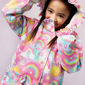 Baby Kids Bamboo Pajamas — Dream in Color Ruffled Hooded Raincoat — Image 1