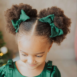 Baby Kids Bamboo Pajamas — Green Velvet Woven Piggy Clip Set — Image 1