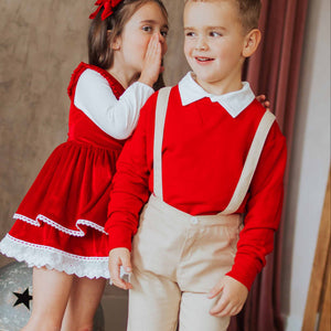 Baby Kids Bamboo Pajamas — Fleece Crew Neck with Built-in Collar — Image 1