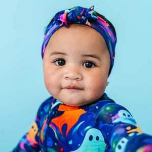 Baby Kids Bamboo Pajamas — Drop It Like It's Haunt Headwrap — Image 1