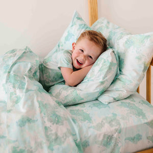 Baby Kids Bamboo Pajamas — For What It's Earth Duvet Cover Set - Green — Image 1