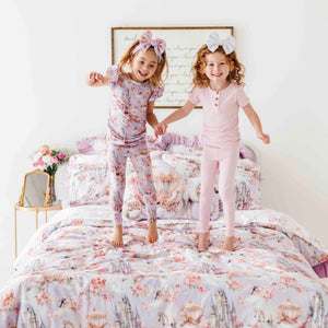 Baby Kids Bamboo Pajamas — A Knight to Remember Reversible Ruffled Duvet Cover Set — Image 1