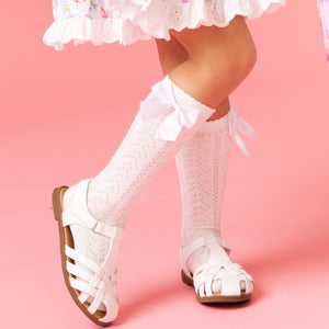 Baby Kids Bamboo Pajamas — Bamboo Pointelle Bow Socks — Image 1