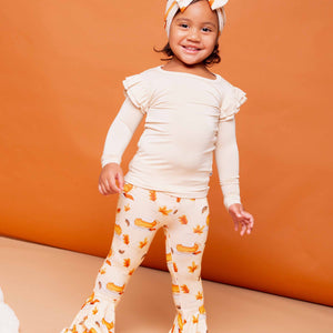 Baby Kids Bamboo Pajamas — Easy As Pie Long Sleeve Top & Bell Bottoms Set — Image 1