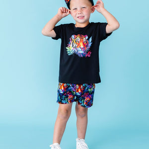 Baby Kids Bamboo Pajamas — Easy Tiger T-Shirt & Shorts Set — Image 1