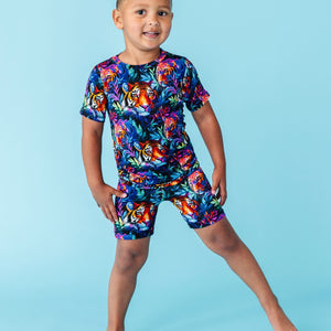 Baby Kids Bamboo Pajamas — Easy Tiger Two-Piece Pajama Shorts Set — Image 1
