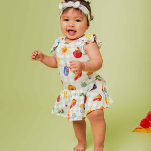 Baby Kids Bamboo Pajamas — The Very Hungry Caterpillar™ Cap Sleeve Ruffle Dress — Image 1