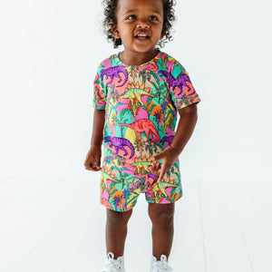 Baby Kids Bamboo Pajamas — Extra-roar-dinary T-Shirt & Shorts Set — Image 1