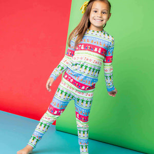 Baby Kids Bamboo Pajamas — Buddy The Elf™ Fair Isle Winter Wonderland Long Sleeve Pajama Set — Image 1