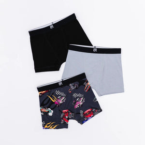 Baby Kids Bamboo Pajamas — Fast Track 3-Pack Boy's Boxer Brief Underwear — Image 1