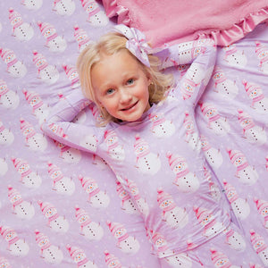 Baby Kids Bamboo Pajamas — Feelin' Snow Pretty Ruffled Minky Blanket — Image 1